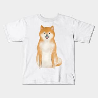 Shiba Inu Watercolor Illustration Kids T-Shirt